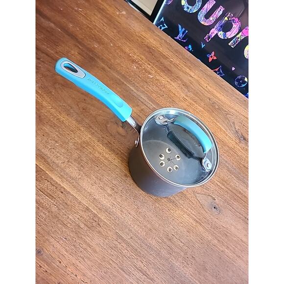 Rachael Ray Agave Blue 1.5 Qt Sauce Pan Nonstick Cooking Pot Cookware -With Lid - Picture 8 of 8